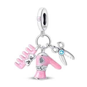 Eurocharms Strieborný Prívesok S925 Kadernícky sortiment Hrebeň, Nožnice a Fén