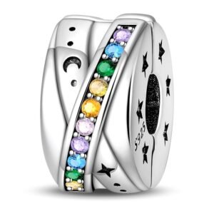 Eurocharms Strieborný Prívesok S925 Zirkóny a Mesiac