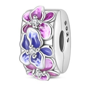 Eurocharms Strieborný Prívesok S925 Klip s Kvetmi