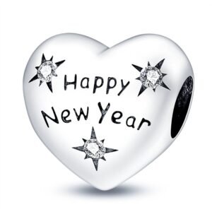 Eurocharms Strieborný Prívesok S925 Srdce Happy New Year