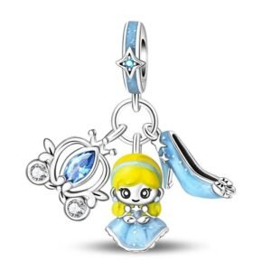 Eurocharms Strieborný Prívesok S925 Popoluška, Črievička, Koč