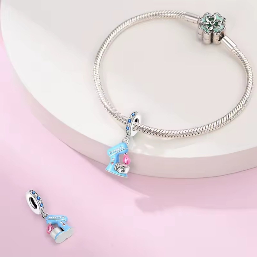 Eurocharms Strieborný Prívesok S925, Modrý Mixér "Mix It Up" – Obrázok 2