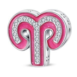 Eurocharms Strieborný Prívesok S925 Znamenie Zverokruhu Ružový Baran