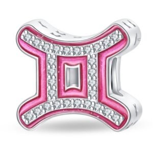 Eurocharms Strieborný Prívesok S925 Znamenie Zverokruhu Ružový Blíženci