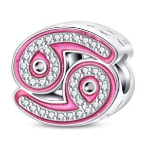 Eurocharms Strieborný Prívesok S925 Znamenie Zverokruhu Ružový Rak