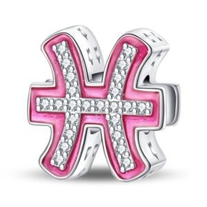 Eurocharms Strieborný Prívesok S925 Znamenie Zverokruhu Ružové Ryby