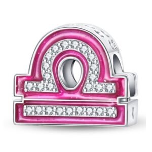 Eurocharms Strieborný Prívesok S925 Znamenie Zverokruhu Ružové Váhy