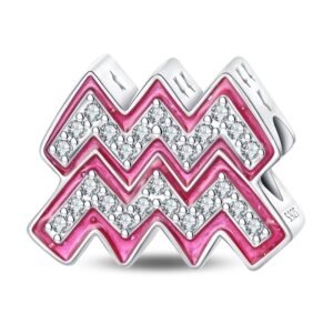 Eurocharms Strieborný Prívesok S925 Znamenie Zverokruhu Ružový Vodnár