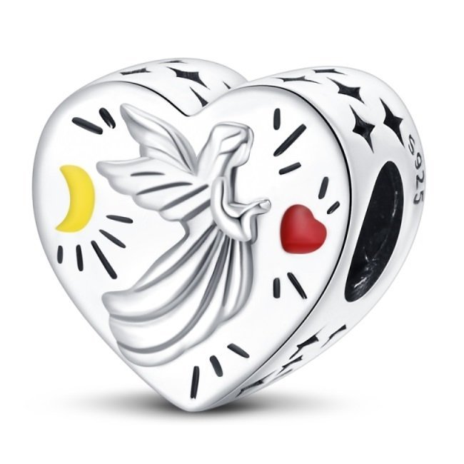 Eurocharms Strieborný prívesok S925 Srdce Anjel