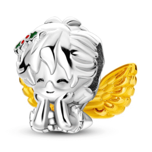 Strieborný prívesok S925 Strieborný Anjel so Zlatými Kídlami