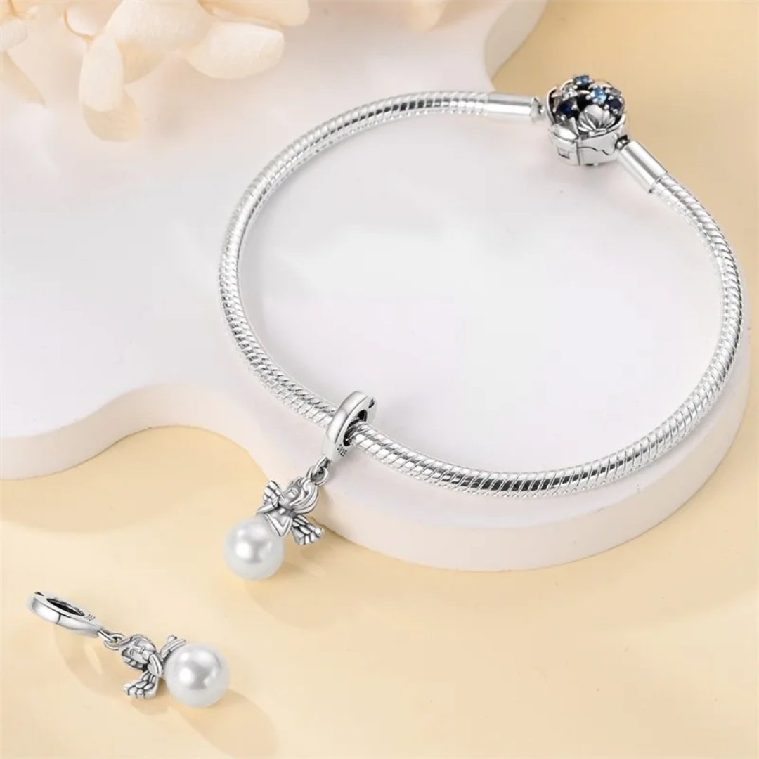 Strieborný prívesok S925 Anjel s Perlou – Obrázok 3