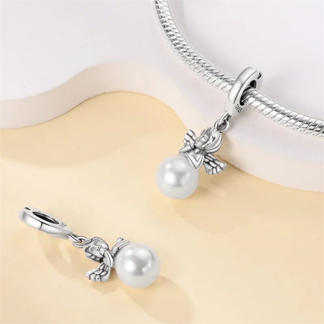 Strieborný prívesok S925 Anjel s Perlou – Obrázok 2