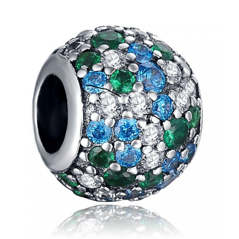 Eurocharms Strieborný prívesok S925 Modro-zelené Zirkóny