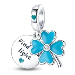 Strieborný prívesok S925 Modrý Štvrolístok Nájdi svoje svetlo