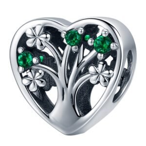 Eurocharms Strieborný Prívesok S925 Srdce so Stromom a Kvetmi