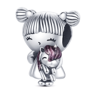 Strieborný prívesok S925 Dievčatko s Jednorožcom