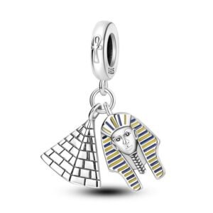 Strieborný prívesok S925 Egyptská Pyramída, Tutanchamón