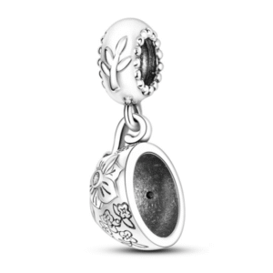 Strieborný prívesok S925 Šálka ​​na Čaj s Kvetmi