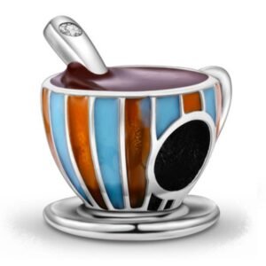Strieborný prívesok S925 Farebná Šálka Kávy