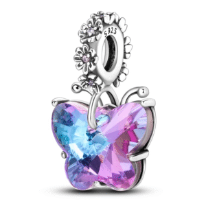 Strieborný prívesok S925 Ružový motýlik