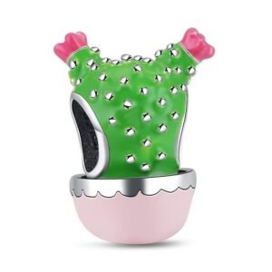 Strieborný prívesok S925 Zelený Kaktus
