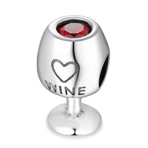 Strieborný prívesok S925 Pohár Červeného Vína "Love Wine"