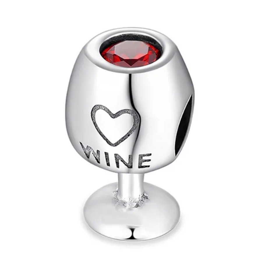 Strieborný prívesok S925 Pohár Červeného Vína "Love Wine"