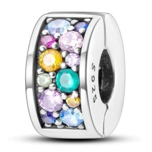 Eurocharms Strieborný prívesok S925 Klip s Farebnými Zirkónmi