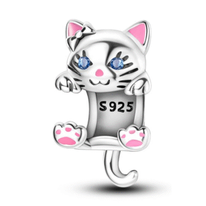 Strieborný prívesok S925 Strieborná Mačka s Modrými Očami
