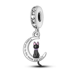 Strieborný prívesok S925 Mačka na Polmesiaci „I love you to the moon and back"