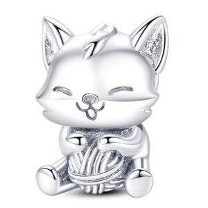 Strieborný prívesok S925 Mačiatko s Kĺbkom