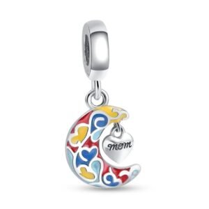 Strieborný prívesok S925 Frebný Mesiac s Príveskom „Mom“