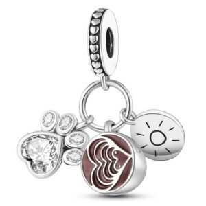 Strieborný prívesok S925 Káva, Psia Labka a Slnko