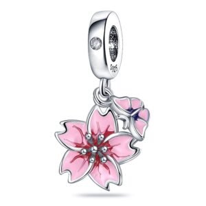 Strieborný prívesok S925 Magnólia a Motýľ