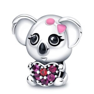 Eurocharms Strieborný Prívesok S925 Koala so Srdcom