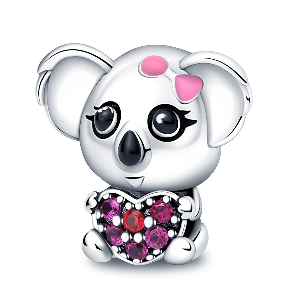 Eurocharms Strieborný Prívesok S925 Koala so Srdcom