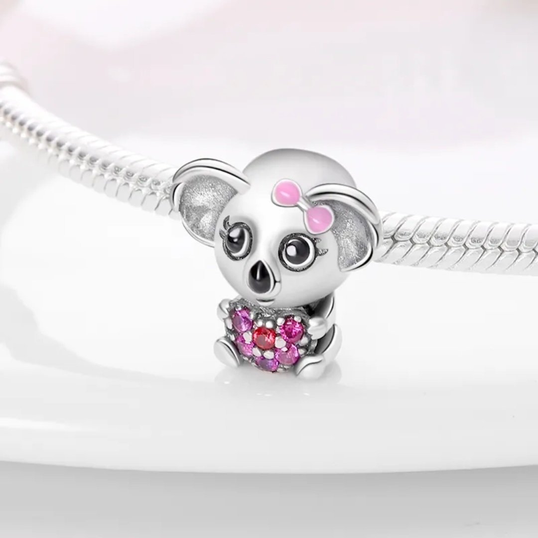 Eurocharms Strieborný Prívesok S925 Koala so Srdcom – Obrázok 2