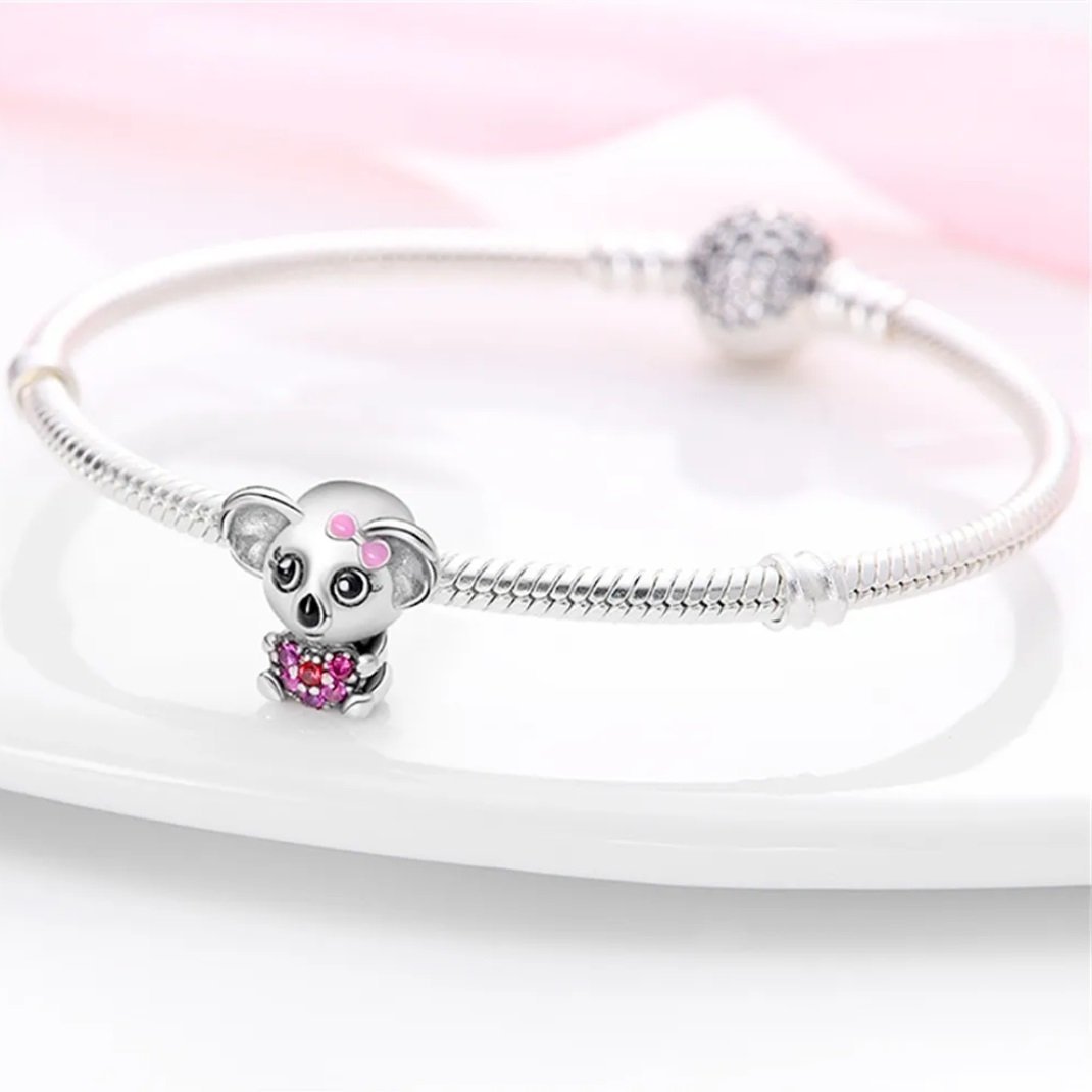 Eurocharms Strieborný Prívesok S925 Koala so Srdcom – Obrázok 3