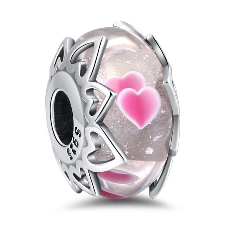 Eurocharms Strieborný prívesok S925 Murano Sklo, Srdce
