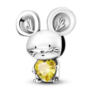 Strieborný prívesok S925 Myš so Srdiečkom