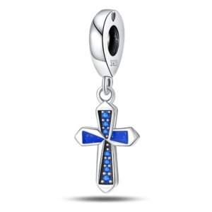 Eurocharms Strieborný prívesok S925 Modrý Kríž