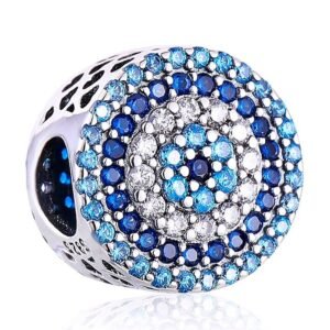 Eurocharms Strieborný Prívesok S925 Modrá Mandala s Kubickými Zirkónmi