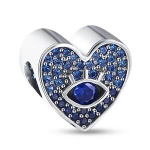 Eurocharms Strieborný prívesok S925 Srdce s Modrými Zirkónmi a Okom