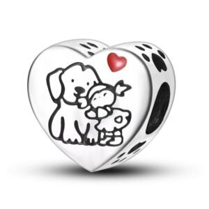 Strieborný prívesok S925 Dievča so psom