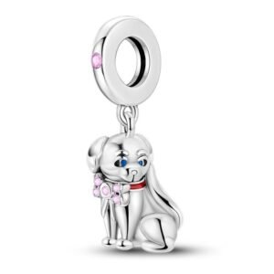 Strieborný prívesok S925 Pes s Mašľou