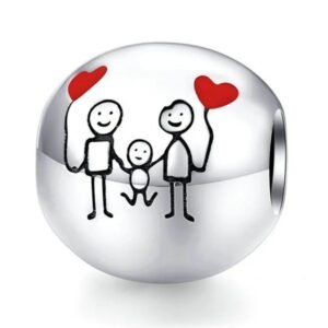 Strieborný prívesok S925 Rodina s Balónmi