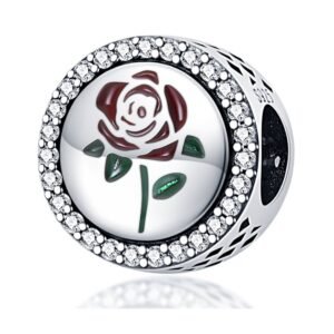Strieborný prívesok S925 Červená Ruža so Zirkónmi