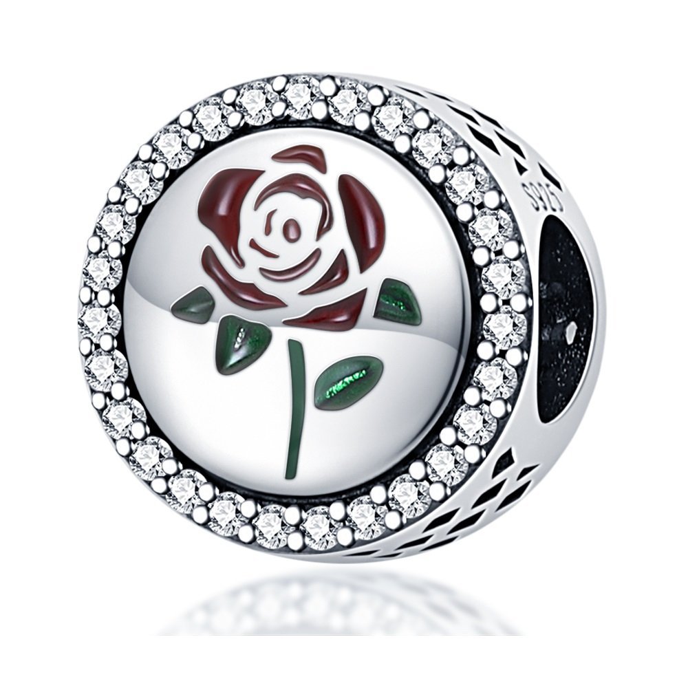Strieborný prívesok S925 Červená Ruža so Zirkónmi