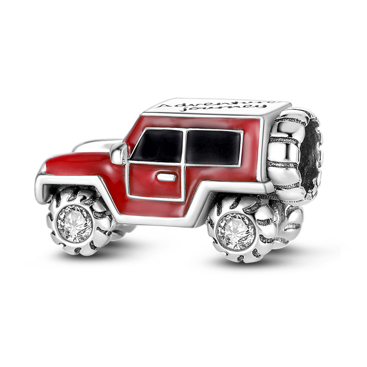Strieborný prívesok S925 červený Džíp