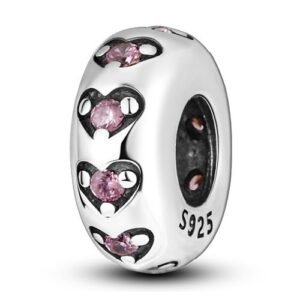 Strieborný prívesok S925 Strieborné Srdce s Ružovými Zirónmi